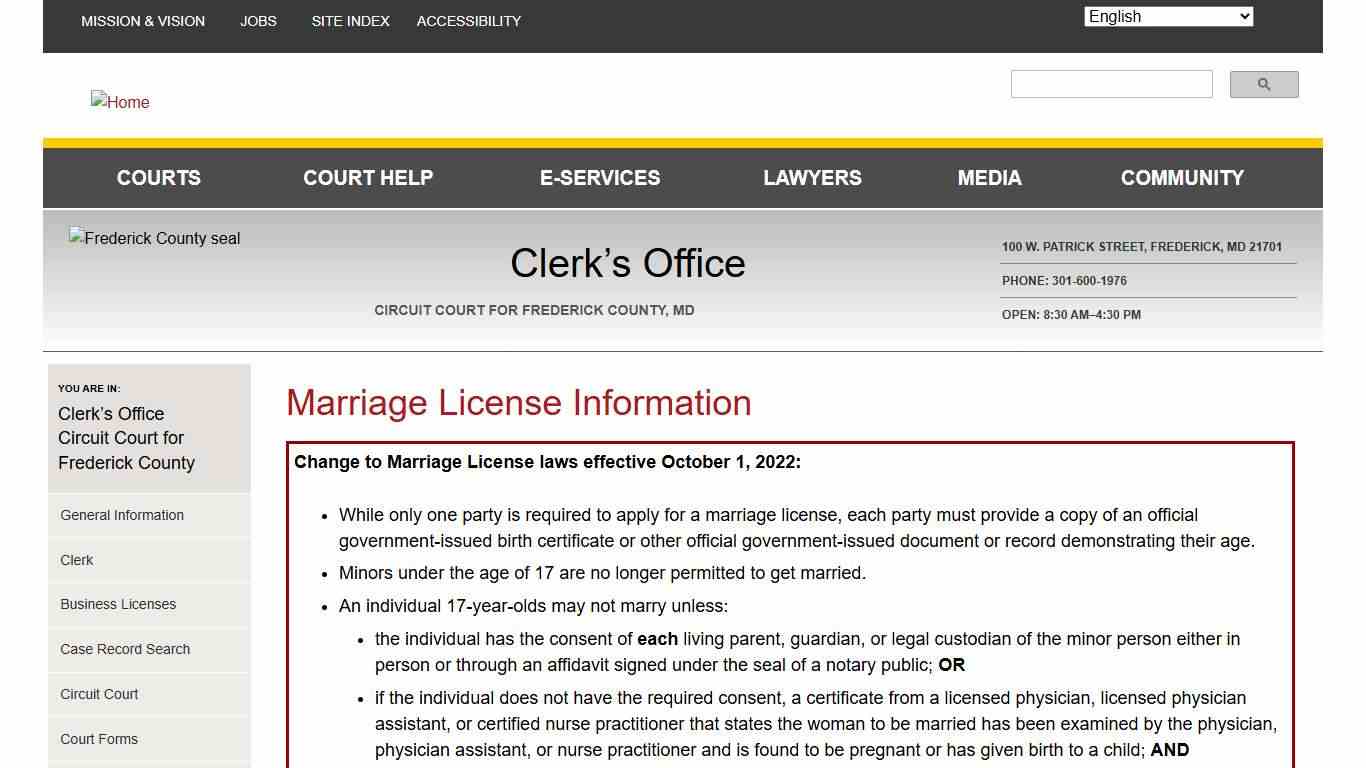 Marriage License Information Maryland Courts